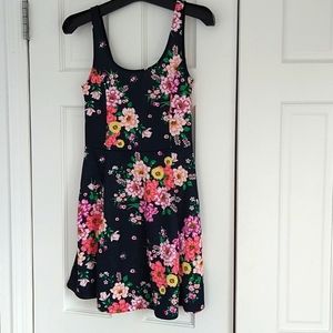 Cute navy blue with colorful floral summer dress